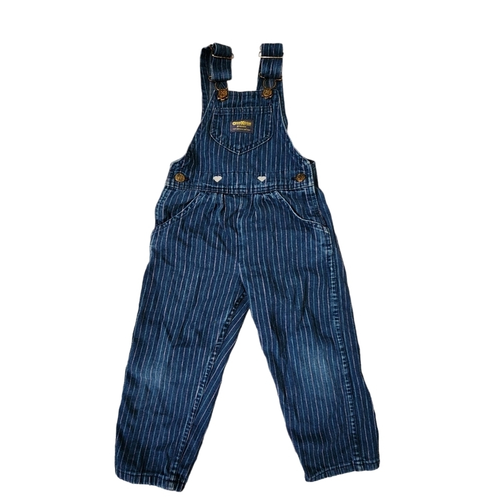 OSHKOSH B'GOSH x VINTAGE sanforized vestbak overalls in dark wash‎ denim hearts